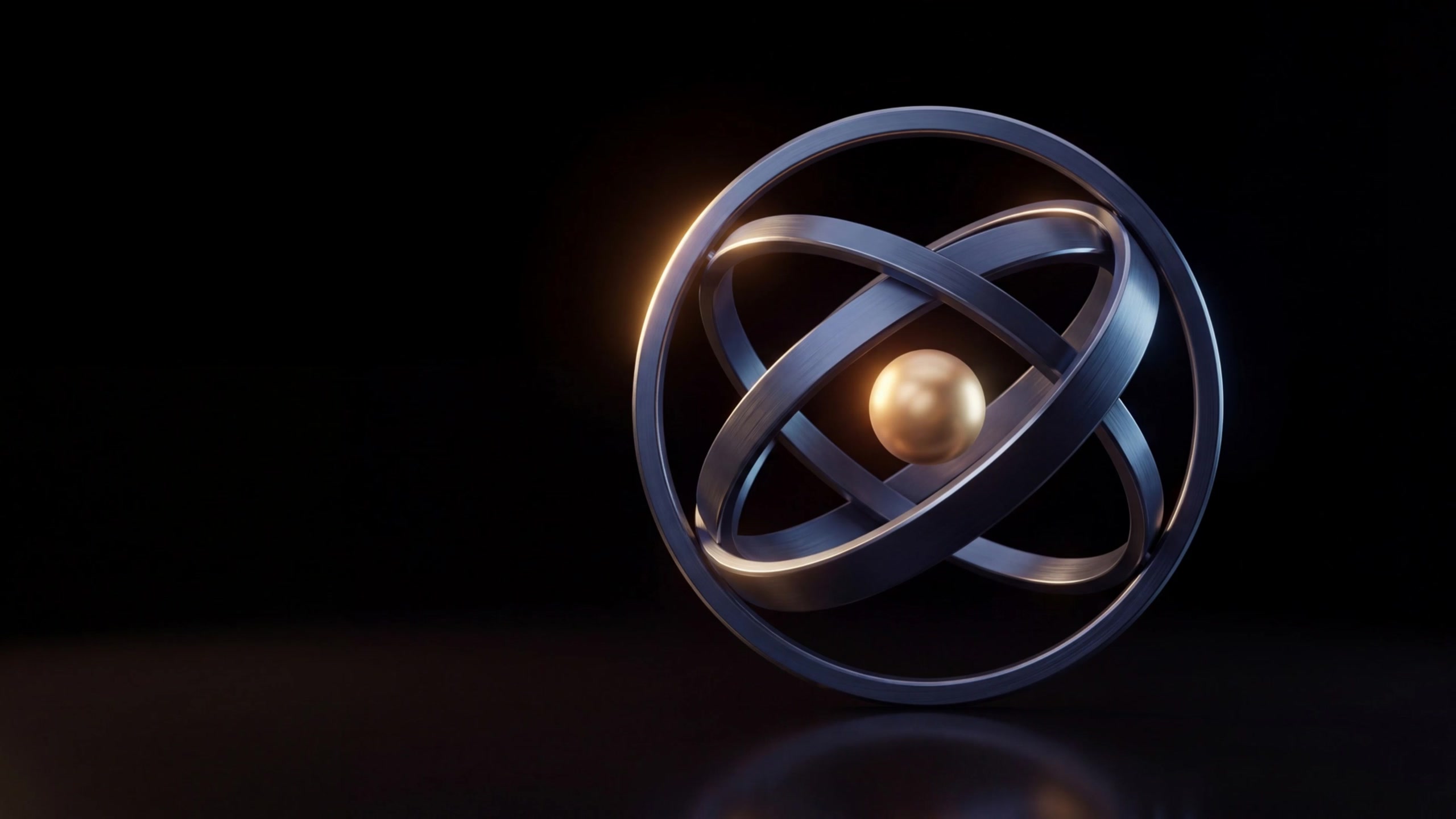 A metal armillary sphere with a gold core representing Aresiant AI solutions