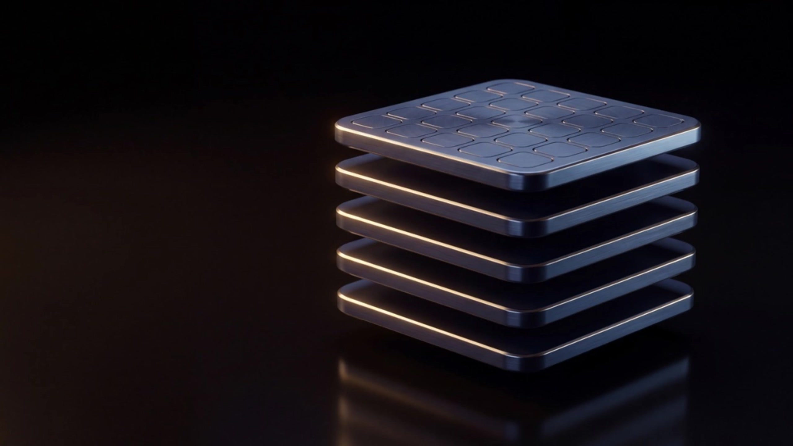 Stacked metal layers representing Aresiant SaaS and product building
